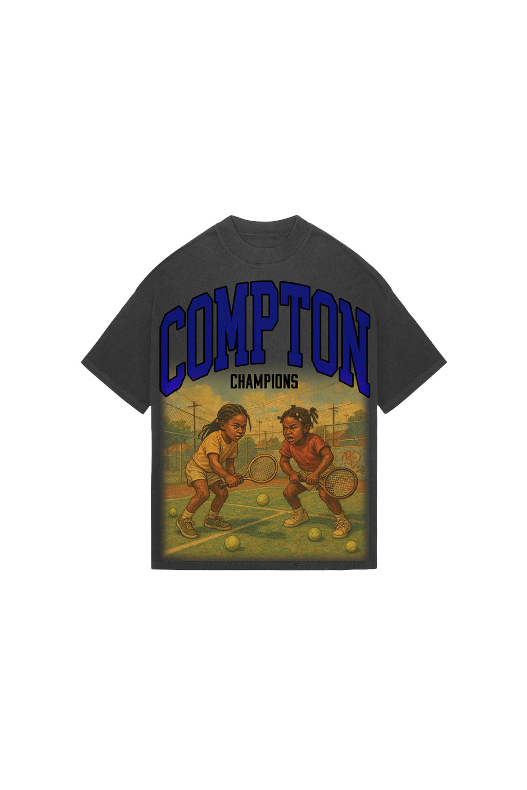Compton Blue T-Shirt Vintage Gray